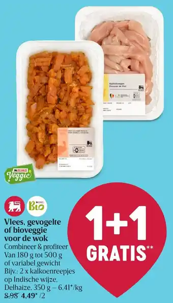 Delhaize Vlees, gevogelte of bioveggie voor de wok 350 g aanbieding