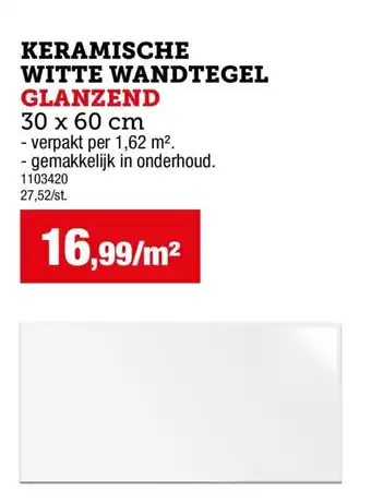 Keramische witte wandtegel