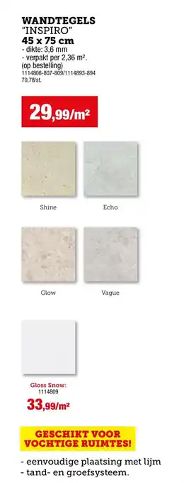Wandtegels "Inspiro"