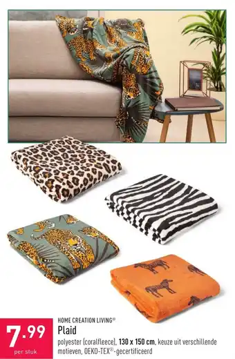 ALDI Home creation living plaid 130 x 150 cm aanbieding