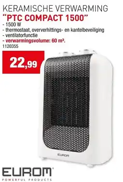 Hubo Keramische verwarming PTC Compact 1500 aanbieding