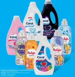 Carrefour Vloeibare wasmiddelen Coral en wasverzachters Robijn aanbieding