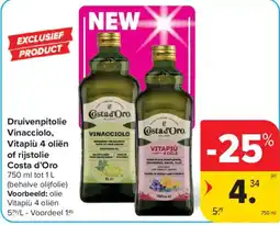 Carrefour Druivenpitolie Vinacciolo, Vitapiù 4 oliën of rijstolie Costa d'Oro aanbieding