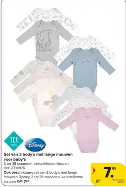 Carrefour Set van 3 body's met lange mouwen voor baby's aanbieding