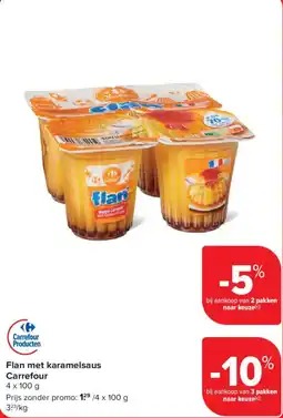 Carrefour Flan met karamelsaus aanbieding