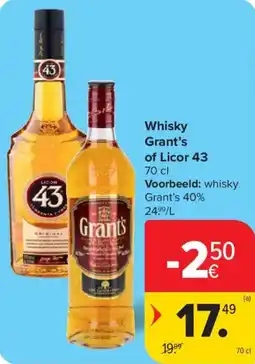 Carrefour Whisky Grant's of Licor 43 aanbieding