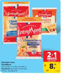 Carrefour Geraspte kaas EntreMont aanbieding
