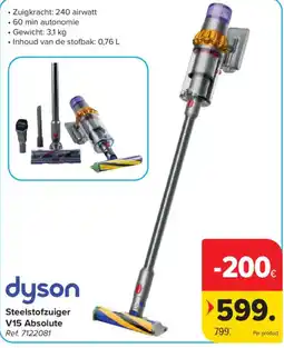 Carrefour dyson steelstofzuiger v15 absolute aanbieding