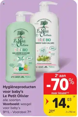 Carrefour Hygiëneproducten voor baby's Le Petit Olivier aanbieding