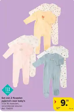 Carrefour Set van 2 fluwelen pyjama's voor baby's aanbieding