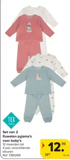 Carrefour Set van 2 fluwelen pyjama's voor baby's aanbieding