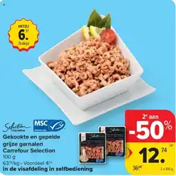 Carrefour Market Gekookte en gepelde grijze garnalen aanbieding