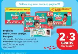 Carrefour Broekjes Baby-Dry en doekjes Pampers aanbieding