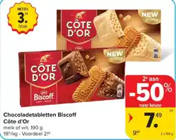 Carrefour Market Chocoladetabletten Biscoff Côte d'Or aanbieding