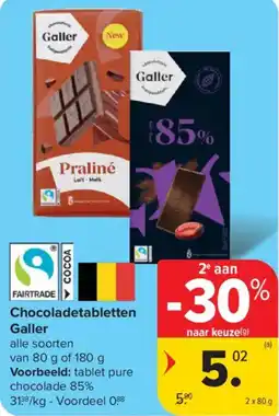 Carrefour Market Chocoladetabletten Galler aanbieding