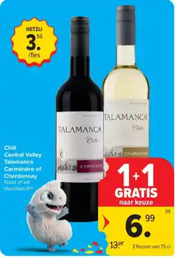 Carrefour Market Chili Central Valley Talamanca Carménère of Chardonnay aanbieding