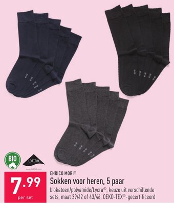 ALDI Enrico mori sokken voor heren, 5 paar aanbieding