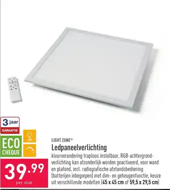ALDI Light zone ledpaneelverlichting (45 x 45 cm of 59,5 x 29,5 cm) aanbieding