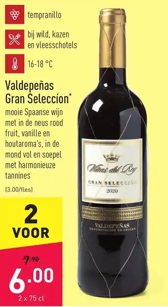ALDI Valdepenas gran seleccion 2 x 75 cl aanbieding