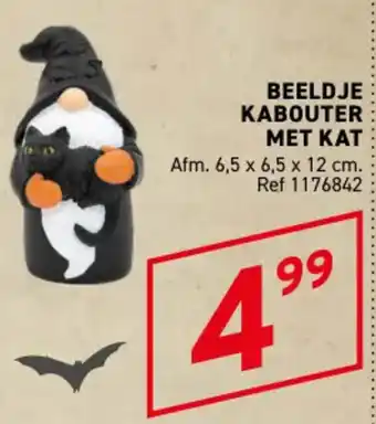 Beeldje kabouter met kat