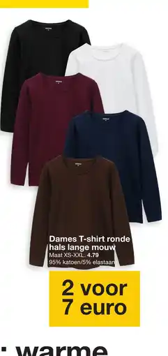 Zeeman Dames T-shirt ronde hals lange mouw aanbieding