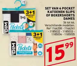 Trafic Set van 4 pocket katoenen slips of boxershorts dames aanbieding