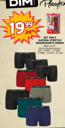 Trafic Set van 3 Katoen-stretch boxershorts heren aanbieding