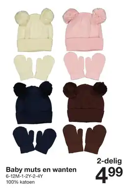 Zeeman Baby muts en wanten aanbieding