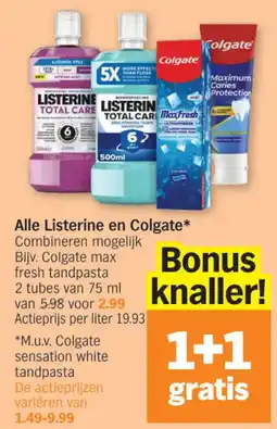 Albert Heijn Listerine en Colgate aanbieding