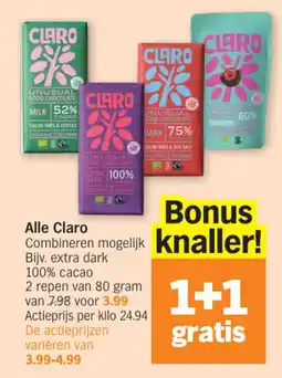 Albert Heijn Claro Unusual Good Chocolate aanbieding