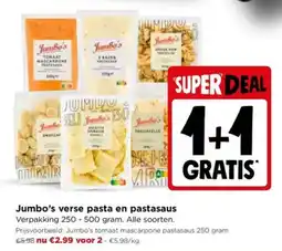 Jumbo Jumbo's verse pasta en pastasaus aanbieding