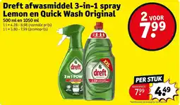 Kruidvat Dreft afwasmiddel 3-in-1 spray aanbieding