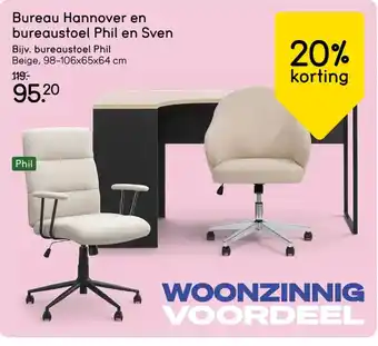 Bureau Hannover en bureaustoel Phil en Sven