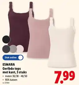 Lidl Geribde tops met kant aanbieding