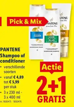 Lidl Pantene shampoo of conditioner aanbieding