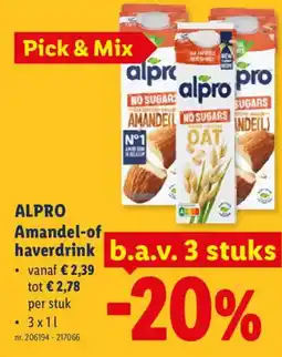 Lidl Alpro amandel of haverdrink aanbieding