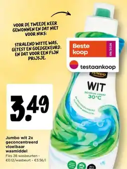 Jumbo Jumbo wit 2x geconcentreerd vloeibaar wasmiddel aanbieding