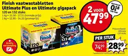 Kruidvat Finish vaatwastabletten Ultimate Plus en Ultimate gigapack aanbieding