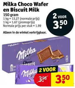Kruidvat Milka Choco Wafer en Biscuit Milk aanbieding
