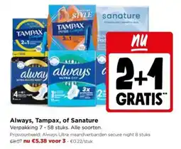 Jumbo Always, Tampax, of Sanature aanbieding