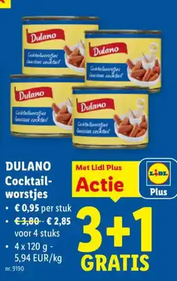 Lidl Dulano Cocktail-worstjes aanbieding