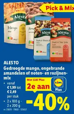 Lidl Gedroogde mango, ongebrande amandelen of noten- en rozijnen-mix aanbieding