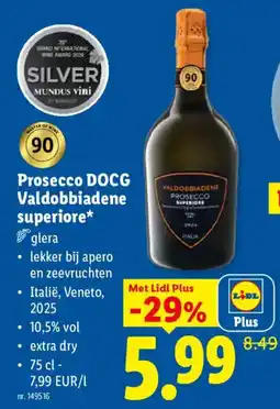 Lidl Prosecco DOCG Valdobbiadene superiore aanbieding