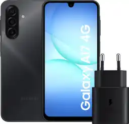 Coolblue Samsung Galaxy A17 128GB Zwart 4G + Samsung Oplader 25 Watt Zwart aanbieding