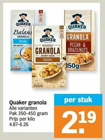 Albert Heijn Quaker granola aanbieding