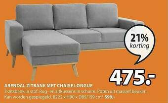 Jysk Arendal Zitbank Met Chaise Longue aanbieding
