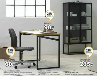 Jysk Bureaustoel, Vitrinekast, Bureau aanbieding