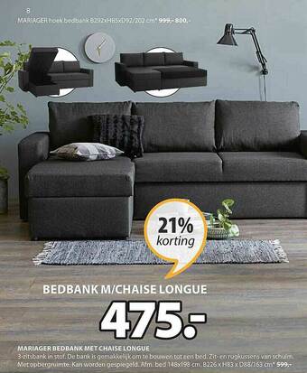 Jysk Mariager Bedbank Met Chaise Longue aanbieding