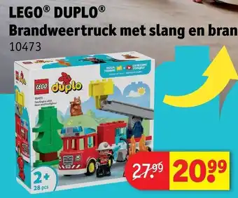 Lego duplo brandweertruck met slang en brand