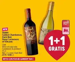 Delhaize Diablo Golden Chardonnay, Dark Red, Deep Carmenere of Volcanic aanbieding
